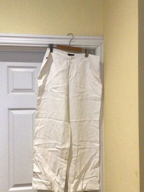 Summer essential effortless Casual Chic Linen White Wide-Leg Pants